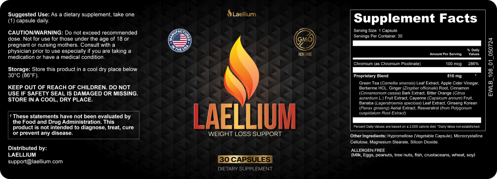 Laellium Supplement facts