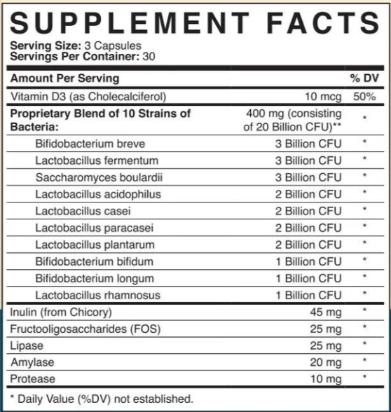 Yourbiology Gut+ Supplement Facts